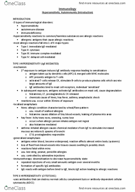 DENT3060 Lecture Notes - Lecture 26: Hemolytic Anemia, Type Iii Hypersensitivity, Disseminated Intravascular Coagulation thumbnail