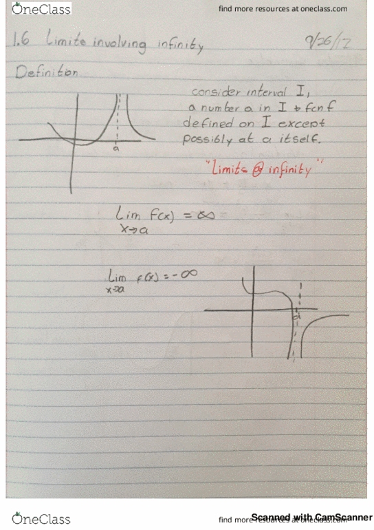 MTH 151 Lecture 3: 1.6 limits involving infinity thumbnail