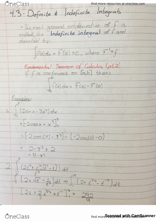 MTH 151 Lecture 13: 4.3 Definite and Indefinite Integrals thumbnail