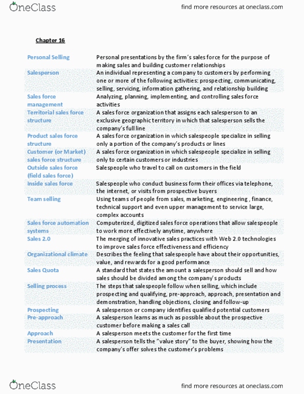 MKTG 396 Lecture Notes - Lecture 16: Sales Force Management System, Customer Relationship Management, Web 2.0 thumbnail