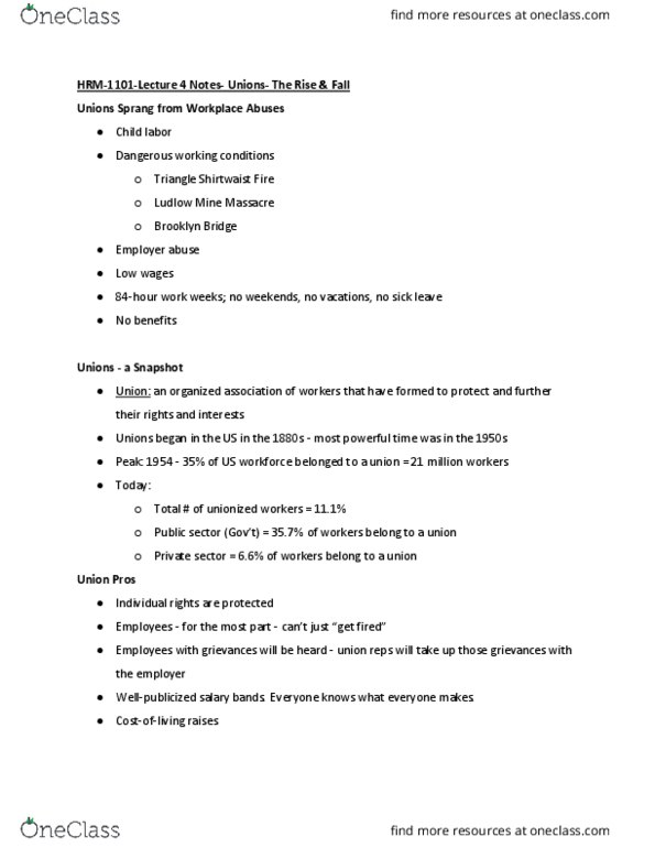 HRM 1101 Lecture Notes - Lecture 4: Triangle Shirtwaist Factory Fire, Child Labour, Individual And Group Rights thumbnail