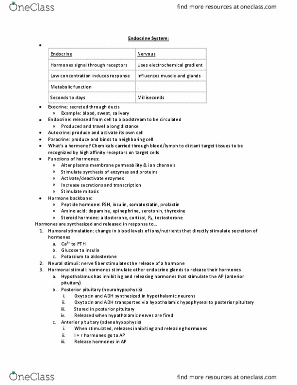 AN S 214 Lecture Notes - Lecture 3: Posterior Pituitary, Electrochemical Gradient, Peptide Hormone thumbnail