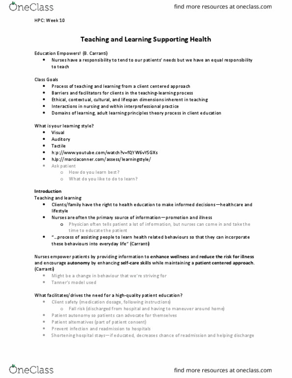 Nursing 2230A/B Lecture Notes - Lecture 8: Hospital Readmission, Patient Education, Glucose Meter thumbnail