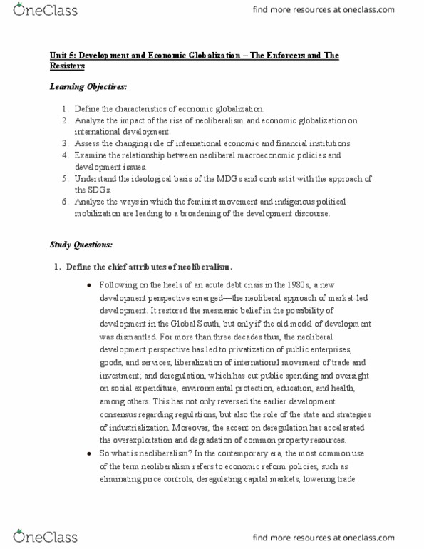 GOVN 444 Lecture Notes - Lecture 5: Washington Consensus, Economic Globalization, Classical Liberalism thumbnail