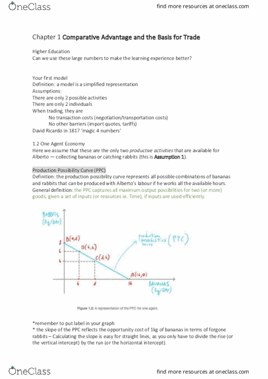 ECON1101 Chapter Notes - Chapter 1: Opportunity Cost, Comparative Advantage, Autarky thumbnail