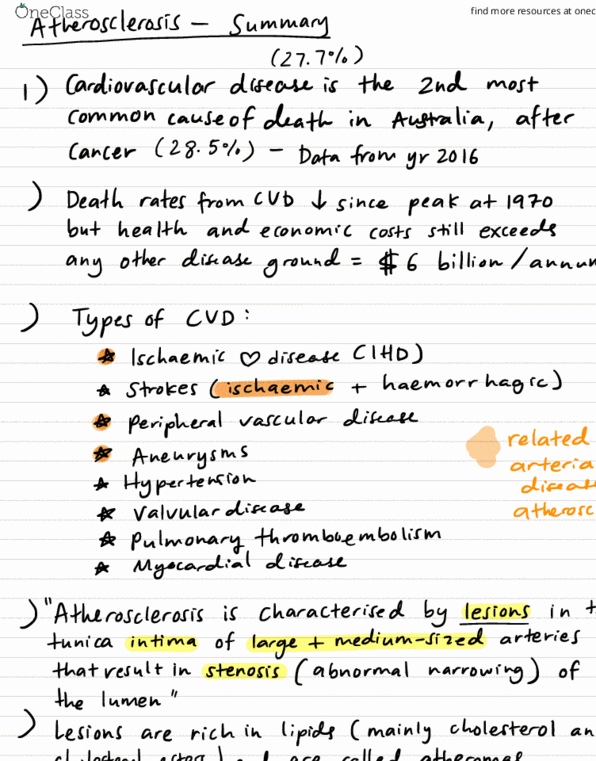 MFAC1523 Lecture Notes - Lecture 6: Atheroma, Tunica Intima, Fibrous Cap thumbnail
