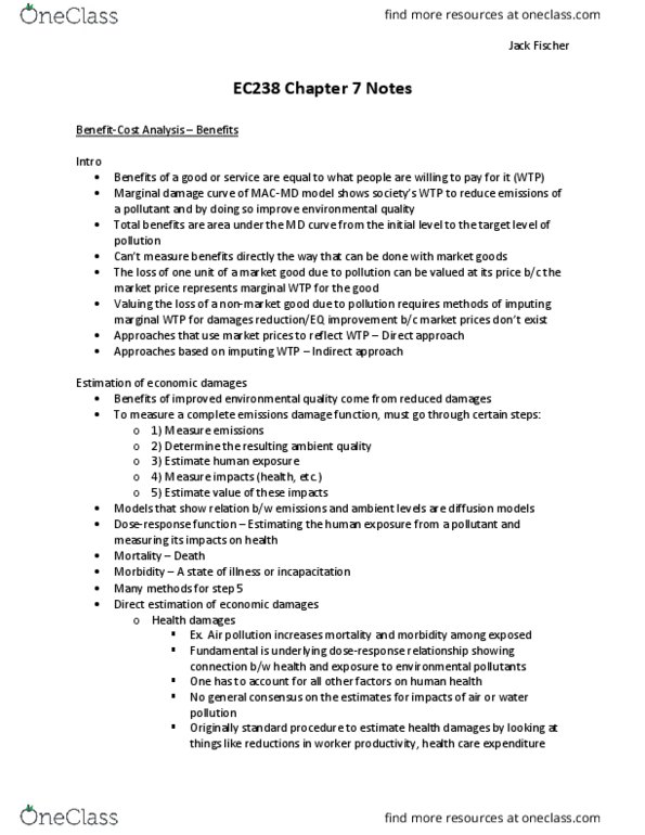 EC238 Lecture Notes - Lecture 7: Damages, Indirect Approach, Economic Surplus thumbnail