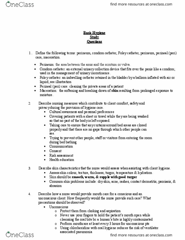 Nursing 2231A/B Lecture Notes - Lecture 1: Foley Catheter, External Urine Collection Device, Urinary Incontinence thumbnail