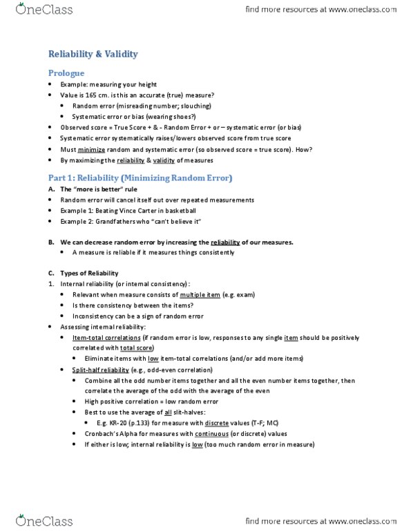 Psychology 2800E Lecture Notes - Lecture 5: Discriminant Validity, Multiple Choice, Predictive Validity thumbnail