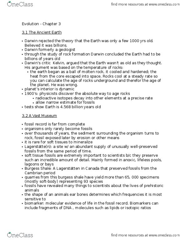 BIOL 2400 Chapter Notes - Chapter 3: Devonian, Hominini, Notochord thumbnail