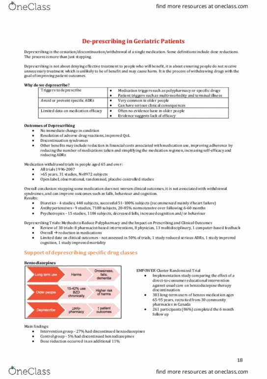 PHAR4811 Lecture Notes - Lecture 5: Deprescribing, Randomized Controlled Trial, Polypharmacy thumbnail