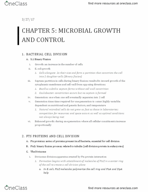 MCB 3020C Chapter Notes - Chapter 5: Ftsz, Mreb, Penicillin Binding Proteins thumbnail