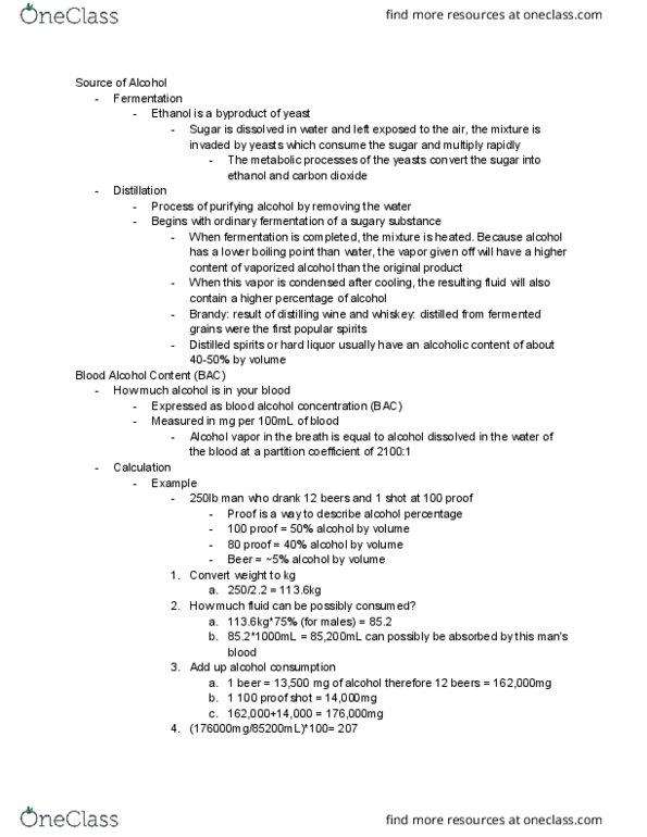 PSB 3444 Chapter Notes - Chapter 6: Blood Alcohol Content, Proof Test, Alcohol Dehydrogenase thumbnail