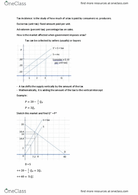 ECO 201 Lecture Notes - Lecture 12: Excise, Tax Incidence thumbnail