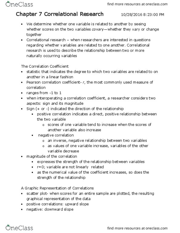 CAS MA 113 Chapter Notes - Chapter 7: Pearson Product-Moment Correlation Coefficient, Scatter Plot, Spurious Relationship thumbnail