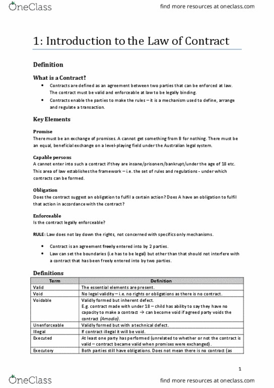 70211 Final: CONTRACTS-FULL-NOTES - OneClass