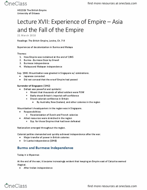 HIS 2326 Lecture 17: HIS2326 Lecture 17: Experience of Empire: Asia and the Fall of the Empire thumbnail