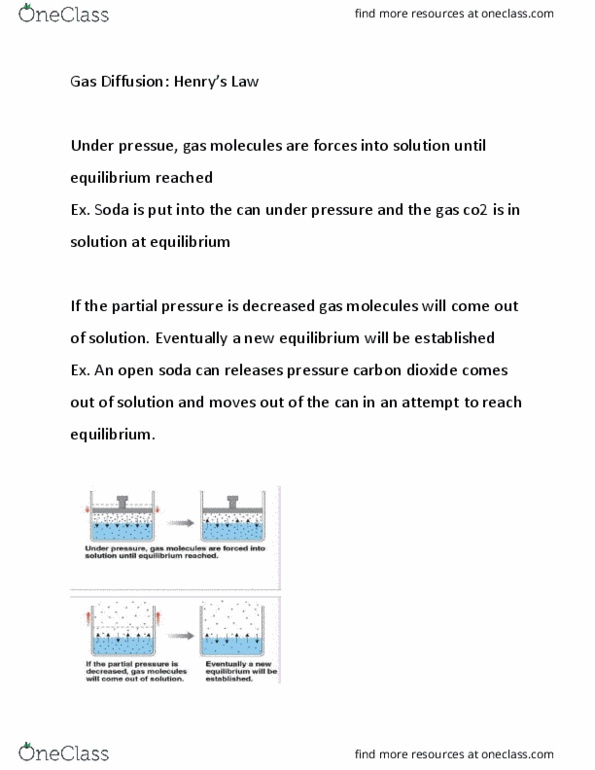 BIO210Y5 Lecture Notes - Lecture 5: Partial Pressure, Gas Exchange thumbnail