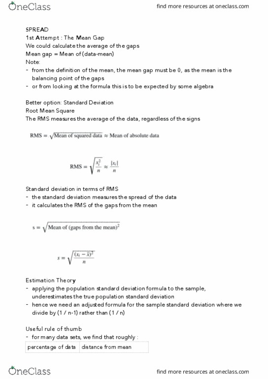 ENVX1002 Lecture Notes - Lecture 8: Root Mean Square, Estimation Theory, Standard Score thumbnail