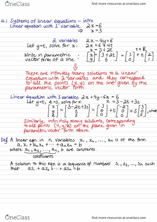 MATH1002 Lecture Notes - Lecture 4: Row Echelon Form, Linear Equation, Asparagine thumbnail