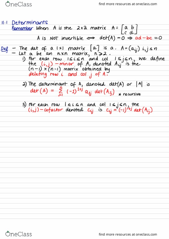 MATH1002 Lecture 11: Determinants, eigenvalues and eigenvectors thumbnail