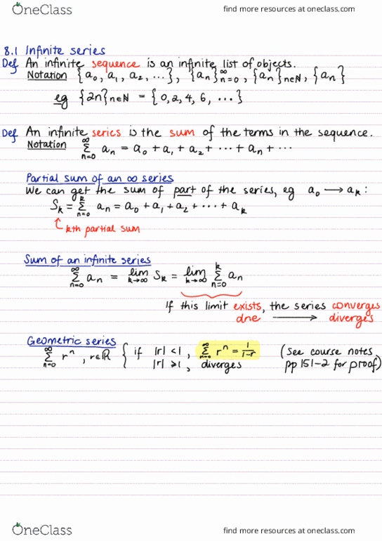 MATH1021 Lecture Notes - Lecture 8: Royal Institute Of Technology, Exponential Growth, Binomial Series thumbnail