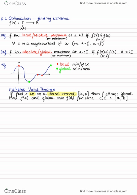 MATH1021 Lecture Notes - Lecture 6: Minimax, Horse Length, Indeterminate Form thumbnail