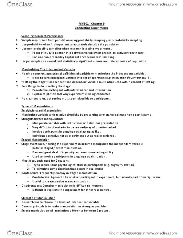 PSYB01H3 Chapter Notes - Chapter 9: Observer-Expectancy Effect, Construct Validity, Magnetic Resonance Imaging thumbnail