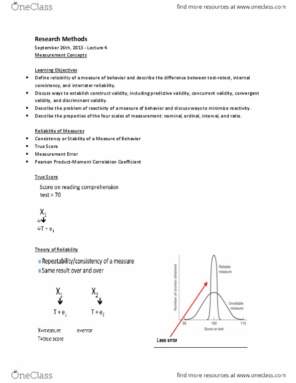 PSYB01H3 Lecture Notes - Lecture 4: Attention Deficit Hyperactivity Disorder, Face Validity, Inter-Rater Reliability thumbnail