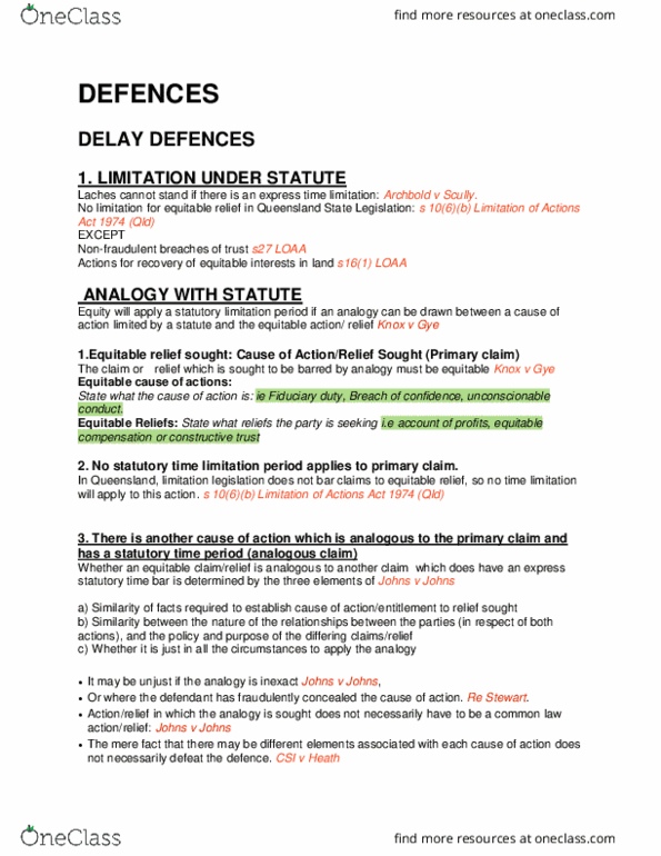 LAWS2003 Chapter Notes - Chapter Review: Specific Performance, Fide, Rescission thumbnail