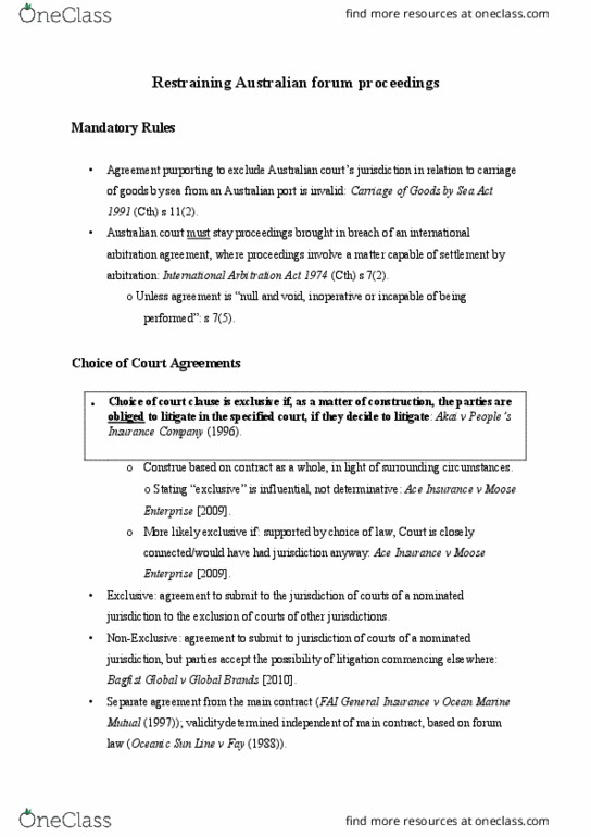 LAWS3007 Lecture Notes - Lecture 9: Substantive Law, Estoppel, Cigna thumbnail