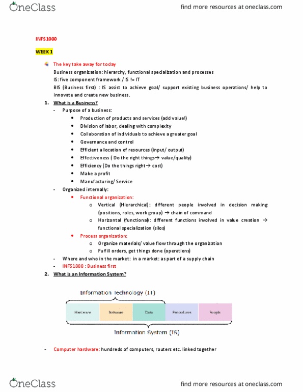 INFS1000 Lecture Notes - Lecture 1: Switching Barriers, Business Analysis, Foreign Key thumbnail