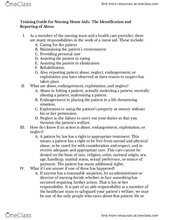 NUR 120 Lecture Notes - Lecture 3: Patient Abuse thumbnail