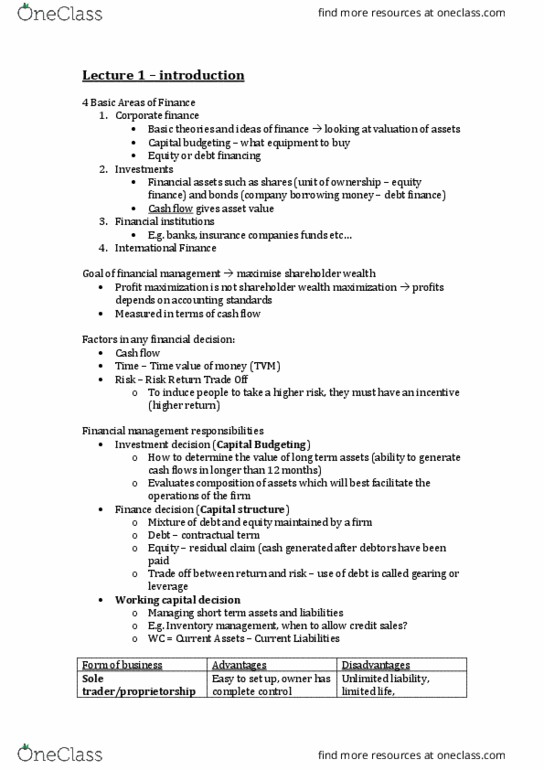 25300 Lecture Notes - Lecture 1: Capital Market, Law Of Agency, Secondary Market thumbnail