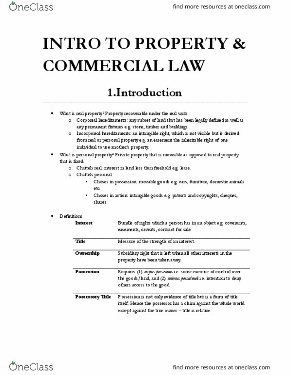 LAWS2012 Lecture Notes - Lecture 1: Sperm Donation, Incorporeality, Darrell Lea thumbnail