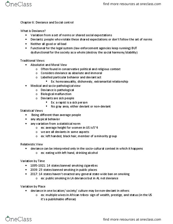 SOCL 2001 Chapter Notes - Chapter 6: Homicide, Social Control Theory, American Anthropologist thumbnail