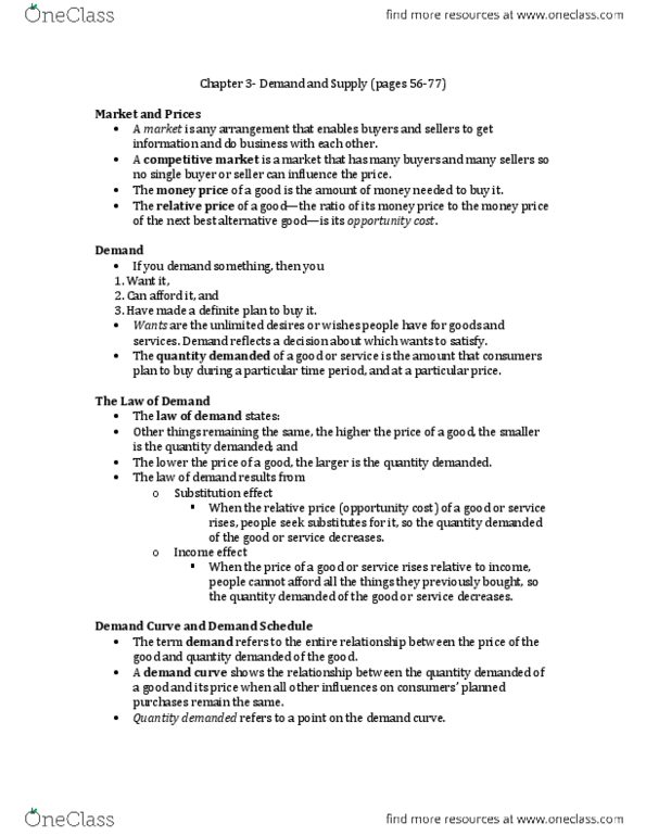 ECON 1000 Chapter Notes - Chapter 3: A Natural Disaster, Economic Equilibrium, Demand Curve thumbnail