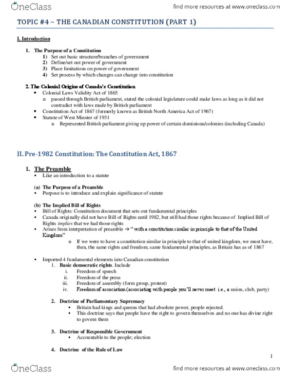 CRIM 135 Lecture Notes - Ultra Vires, Colonial Laws Validity Act 1865, Responsible Government thumbnail