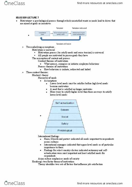 IBUS3309 Lecture Notes - Lecture 7: Culture Of Asia, Equity Theory, Expectancy Theory thumbnail