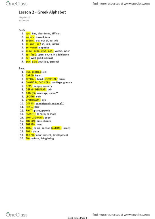 CLA201H5 Chapter Notes -Greek Alphabet, Head thumbnail