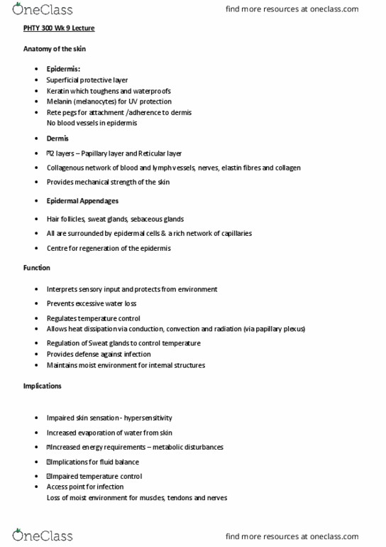 PHTY300 Lecture Notes - Lecture 9: Proprioception, Cellulitis, Intubation thumbnail