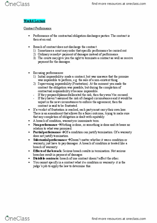 SOCI10001 Lecture Notes - Lecture 6: Specific Performance, Divisor thumbnail