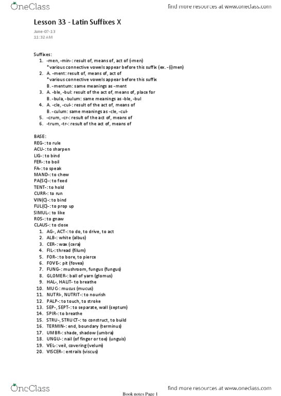 CLA201H5 Chapter : CLA201 Lesson 33 - Latin Suffixes X.pdf thumbnail