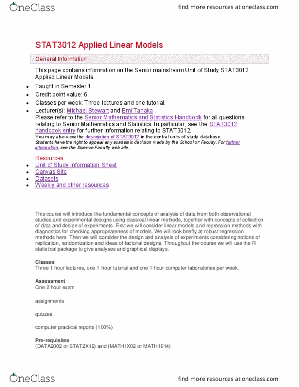 STAT3012 Lecture Notes - Lecture 1: Robust Regression, List Of Statistical Packages thumbnail