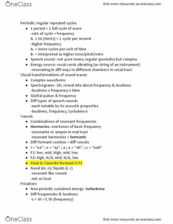 LING 15 Lecture Notes - Lecture 16: Logogram, Fricative Consonant, Formant thumbnail