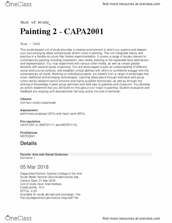 CAPA2001 Lecture Notes - Lecture 1: Sydney Grammar School thumbnail