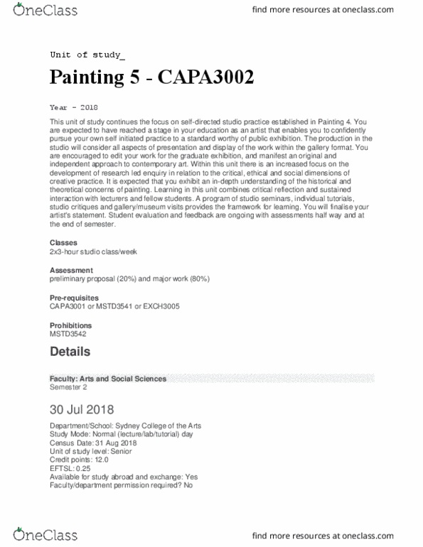 CAPA3002 Lecture Notes - Lecture 1: Sydney Grammar School thumbnail