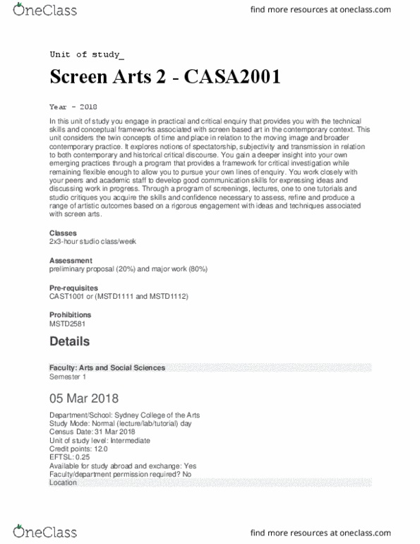 CASA2001 Lecture Notes - Lecture 1: Sydney Grammar School thumbnail