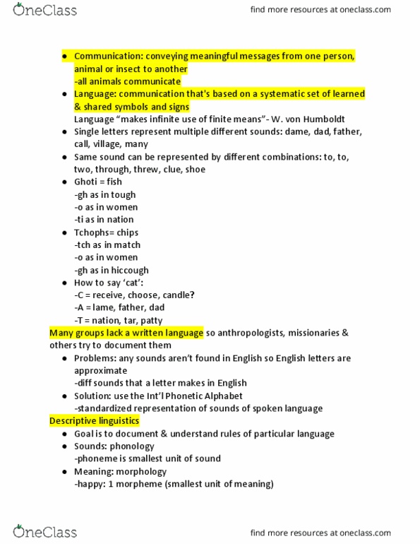 ANTH 2 Lecture Notes - Lecture 27: Linguistic Description, Sociolinguistics, Mixed Language thumbnail