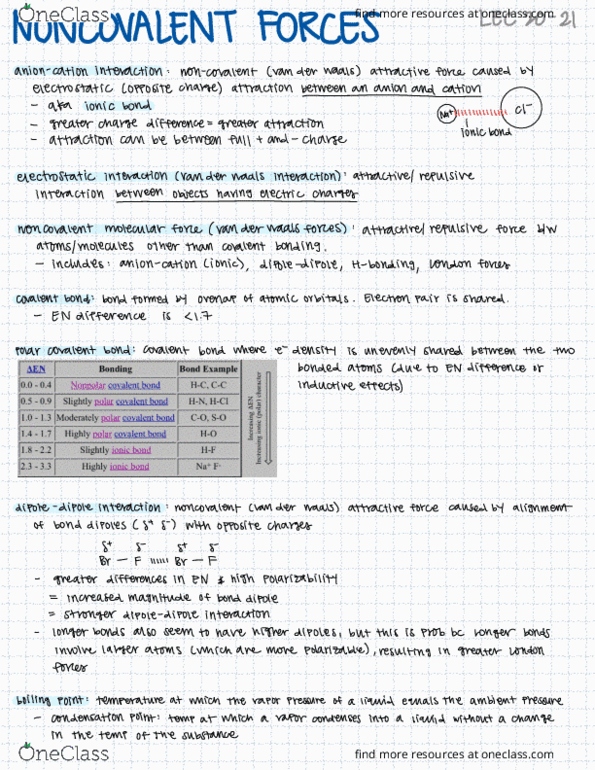 CHEM 14C Lecture Notes - Lecture 20: Hydrogen Bond, Pi Interaction, Toner thumbnail